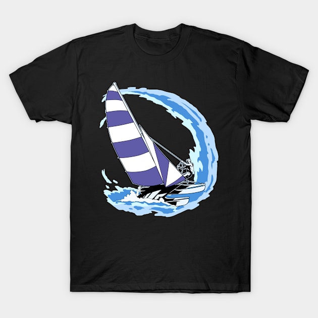 Sailboat Sailing Gift Design Vintage Sailor Ocean Wave Tee T-Shirt by Linco